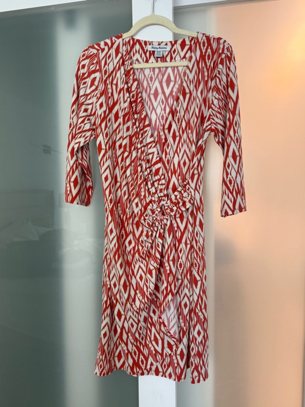 Tommy Bahama Red & White Printed Wrap Midi Dress